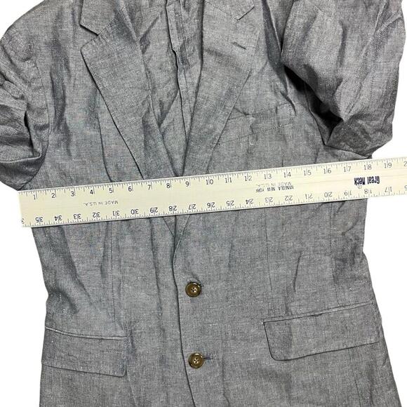 J Crew Blazer Mens 36S Blue Linen Blend Ludlow Baird McNutt Slim Unstructured - Picture 5 of 12